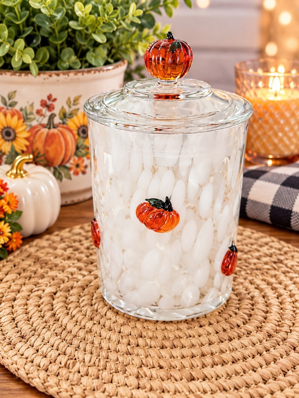 Cook With Color Glass Candy Jar with Pumpkin Accents